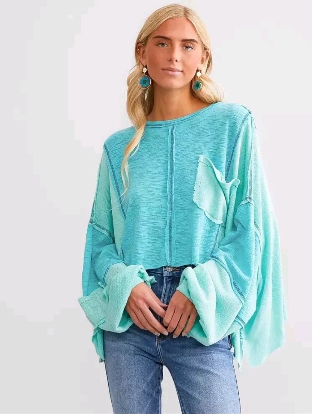 POL Cropped Boxy Raw Edge Top L NWOT